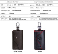 Men's Car Keys Wallets Genuine Cowhide Leather Male Key Holder Organizer Housekeeper Keychain Purse Key Ring Bag Keys Case Pouch