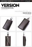 Men's Car Keys Wallets Genuine Cowhide Leather Male Key Holder Organizer Housekeeper Keychain Purse Key Ring Bag Keys Case Pouch