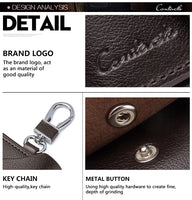 Men's Car Keys Wallets Genuine Cowhide Leather Male Key Holder Organizer Housekeeper Keychain Purse Key Ring Bag Keys Case Pouch