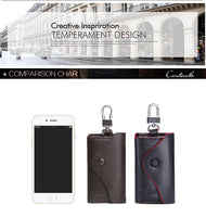 Men's Car Keys Wallets Genuine Cowhide Leather Male Key Holder Organizer Housekeeper Keychain Purse Key Ring Bag Keys Case Pouch