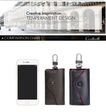 Men's Car Keys Wallets Genuine Cowhide Leather Male Key Holder Organizer Housekeeper Keychain Purse Key Ring Bag Keys Case Pouch