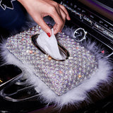 New Luxury Pearls Car Tissue Box Crystal Diamond Block type Tissue Boxes Holder for Women Paper Towel Cover Case Car Styling