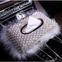 New Luxury Pearls Car Tissue Box Crystal Diamond Block type Tissue Boxes Holder for Women Paper Towel Cover Case Car Styling