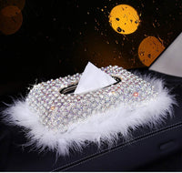 New Luxury Pearls Car Tissue Box Crystal Diamond Block type Tissue Boxes Holder for Women Paper Towel Cover Case Car Styling