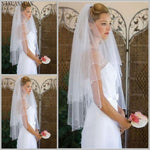 Simple Two Layers Short Tulle White Wedding Veils Cheap  Ivory Bridal Veil for Bride for Mariage Wedding Accessories Comb